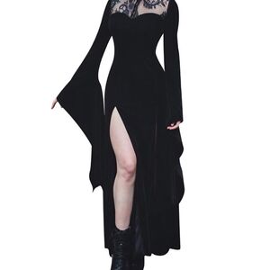 Gothic Black Velvet Dress